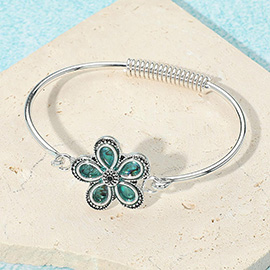 Abalone Flower Metal Hook Bangle Bracelet