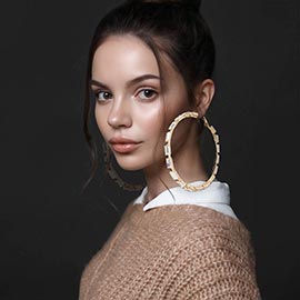 Oversized Glass Stone Evening Hoop Earrings