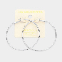 14K White Gold Dipped Metal Hoop Earrings