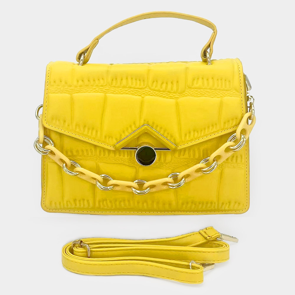 Faux Leather Top Handle Crossbody Bag