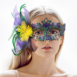 Mardi Gras Masquerade Venetian Feather Mask