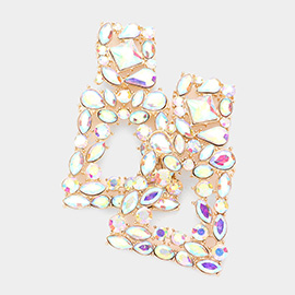 Marquise Round Stone Cluster Evening Earrings