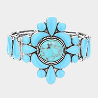 Natural Stone Embellished Stretch Bracelet