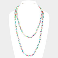 Multi Colored Pearl Long Necklace