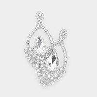 Marquise Stone Accented Rhinestone Pave Evening Earrings