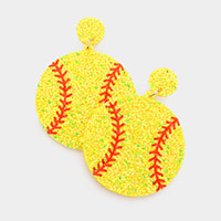 Felt Back Softball Sequin Dangle Earrings