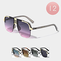 12PCS - Tinted Lens Aviator Sunglasses