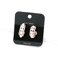 CZ Stone Pave Pearl Huggie Earrings
