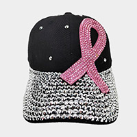 Bling Pink Ribbon Baseball Cap