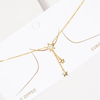 Gold Dipped Rhinestone Pave Star Pendant Necklace