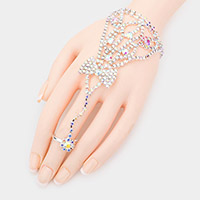 Round Crystal Rhinestone Net Hand Chain Bracelet