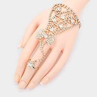 Round Crystal Rhinestone Net Hand Chain Bracelet