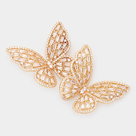 CZ Stone Butterfly Evening Earrings