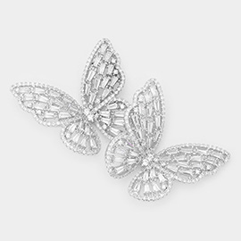 CZ Stone Butterfly Evening Earrings