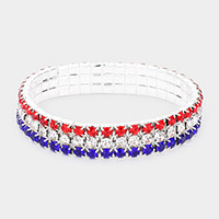 American USA Rhinestone Stretch Bracelet