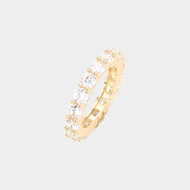CZ Round Accented Band Ring
