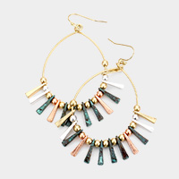 Open Oval Metal Bar Fringe Dangle Earrings
