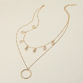Open Circle Pendant Double Layered Metal Pendant