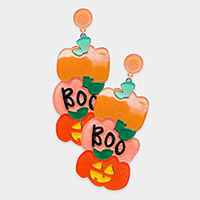 Resin Halloween Pumpkin Boo Dangle Earrings