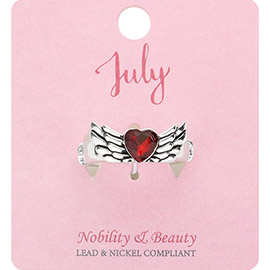 July - Birthstone Heart Wing Stretch Ring
