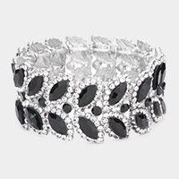 Marquise Stone Embellished Stretch Evening Bracelet