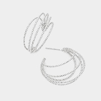 Rope Textured Metal Hoop Earrings