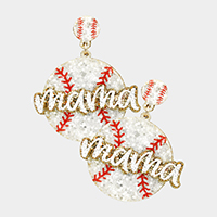 Felt Back Sequin Baseball Mama Dangle Earrings