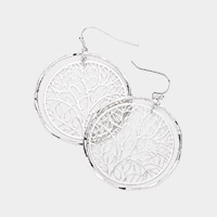 Metal Tree Filigree Dangle Earrings