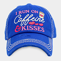 I RUN ON COFEE AND KISSES Vintage Baseball Cap