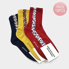 10Pairs - Leopard Pattern Pointed Socks