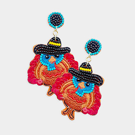Felt Back Beaded Turkey Dangle Earrings