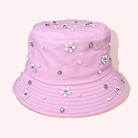 Flower Embellished Bucket Hat