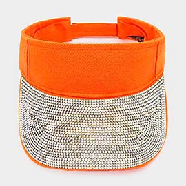 Rhinestone Embellished Visor Hat