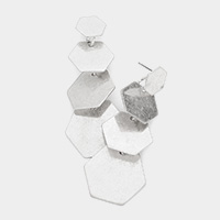 Metal Hexagon Dangle Earrings