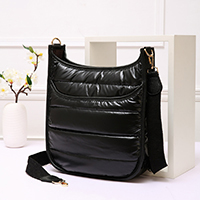 Solid Quilted Shiny Puffer Crossbody Bag