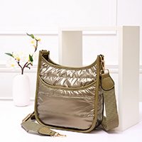 Solid Quilted Shiny Puffer Mini Crossbody Bag