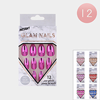 12Pack - Metallic Press on Nail Set
