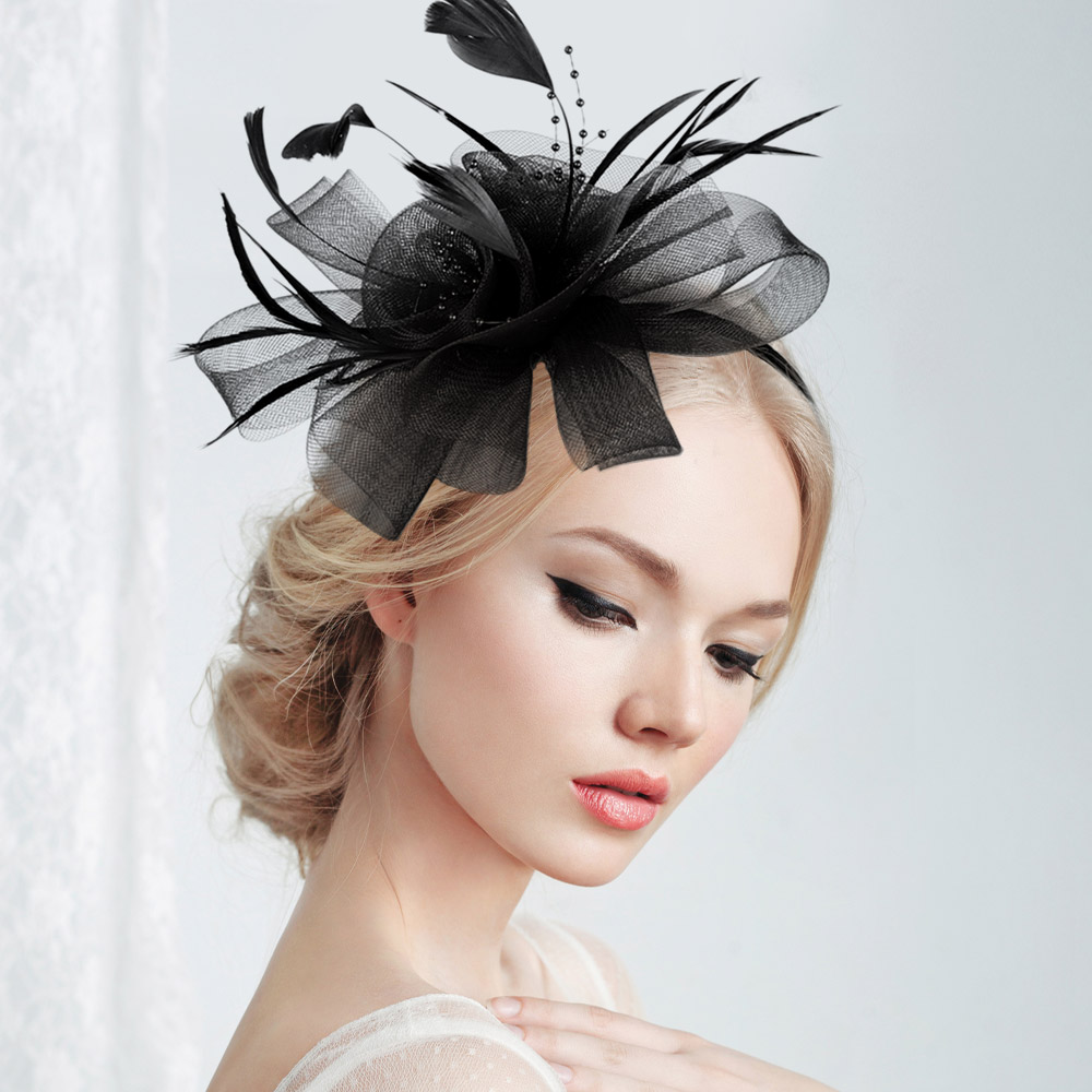 Floral Feather Mesh Fascinator / Headband