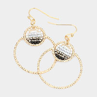 Open Metal Circle Beads Embellished Dangle Earrings