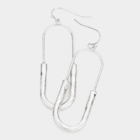 Open Oval Worn Metal Dangle Earrings