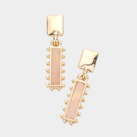 Rectangular Natural Stone Drop Dangle Earrings