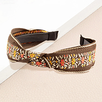 Flower Embroidered Knot Headband