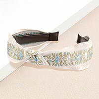 Flower Embroidered Knot Headband