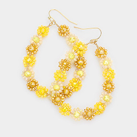 Faceted Bead Cluster Floral Teardrop Earrings