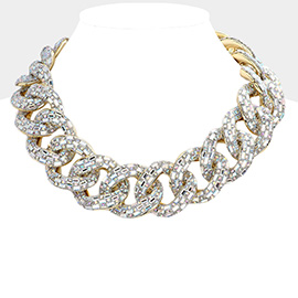 Stone Embellished Chunky Chain Necklace