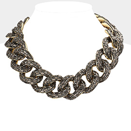 Stone Embellished Chunky Chain Necklace