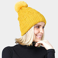 Pom Pom Multi Color Lurex Knit Beanie Hat