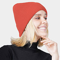 Ribbed Cuff Knit Beanie Hat