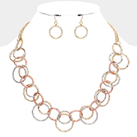 Multi Link Open Circle Metal Necklace