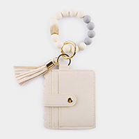 Plain Faux Leather Keychain / Card Holder Wallet